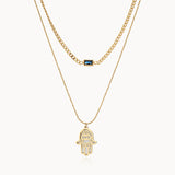 Blue Horizon Hamsa Protection Necklace